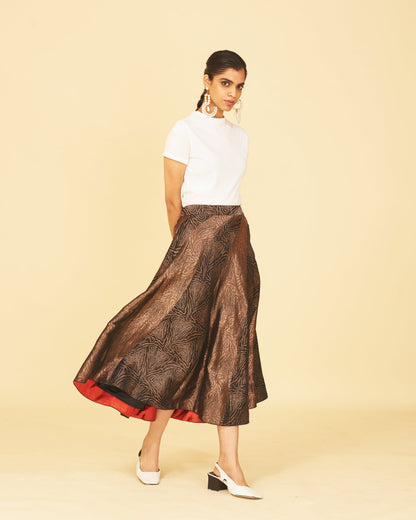 Handwoven Black Silk Twisted Skirt