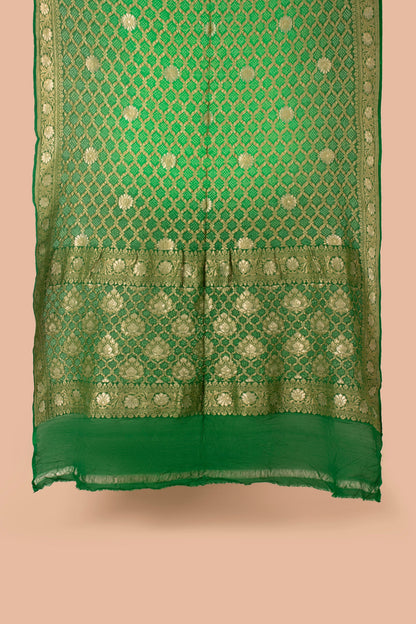 Handwoven Green Bandhani Sari