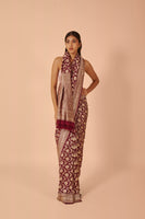 Handwoven Garnet Georgette Sari