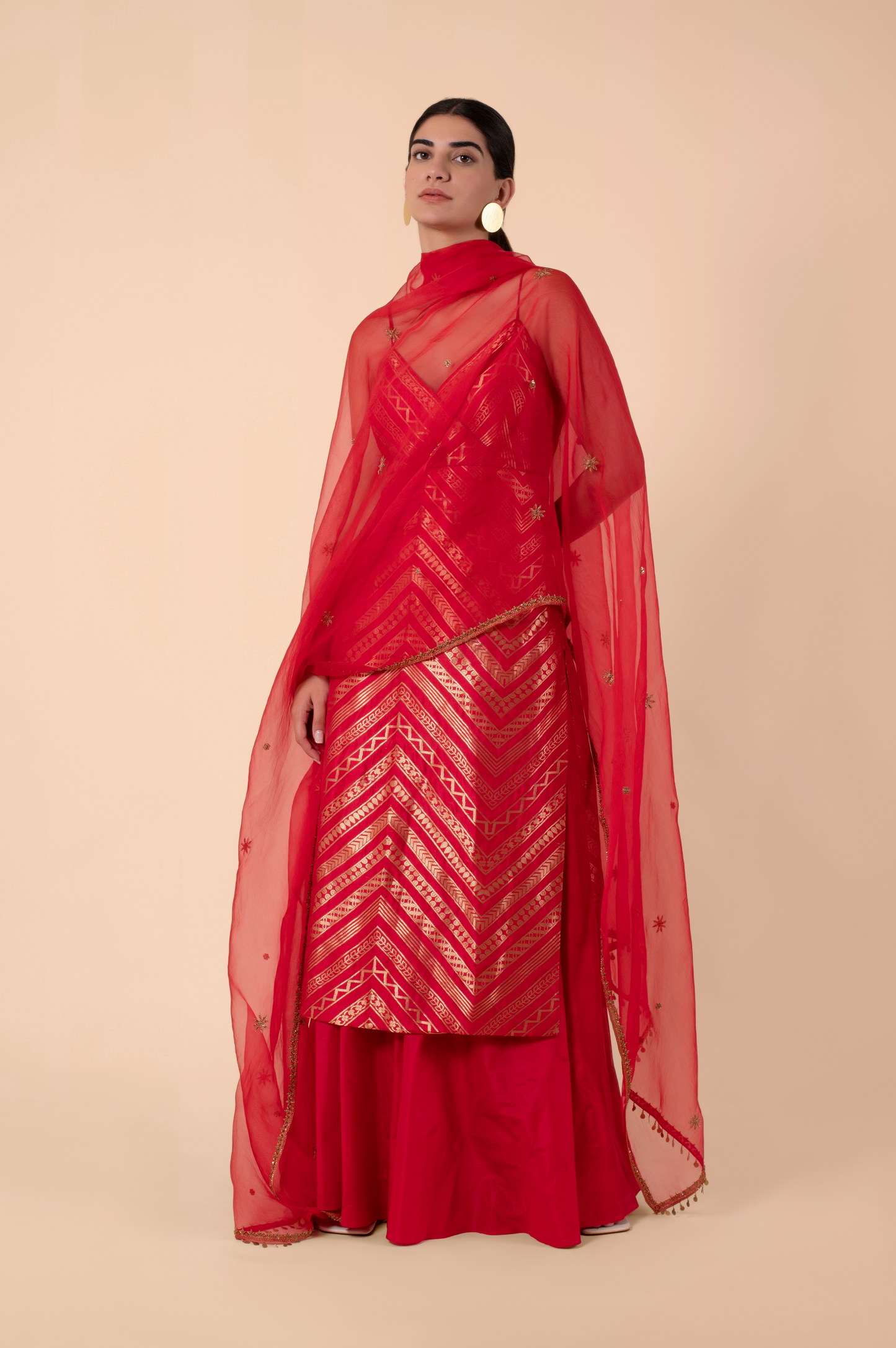 Handwoven Red Silk Kurta