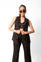 Noir Organza Vest And Pants