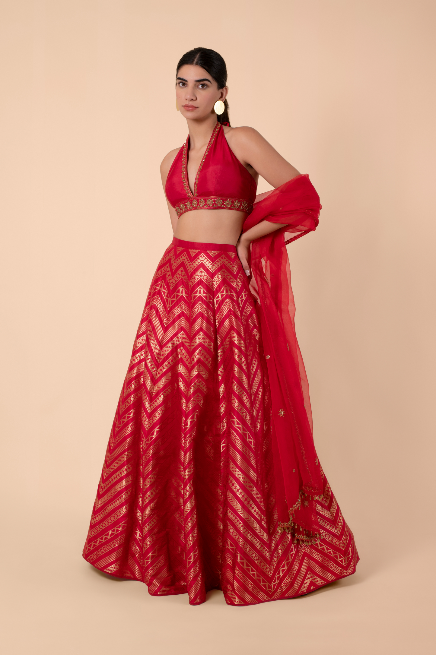 Handwoven Red Silk Lehenga