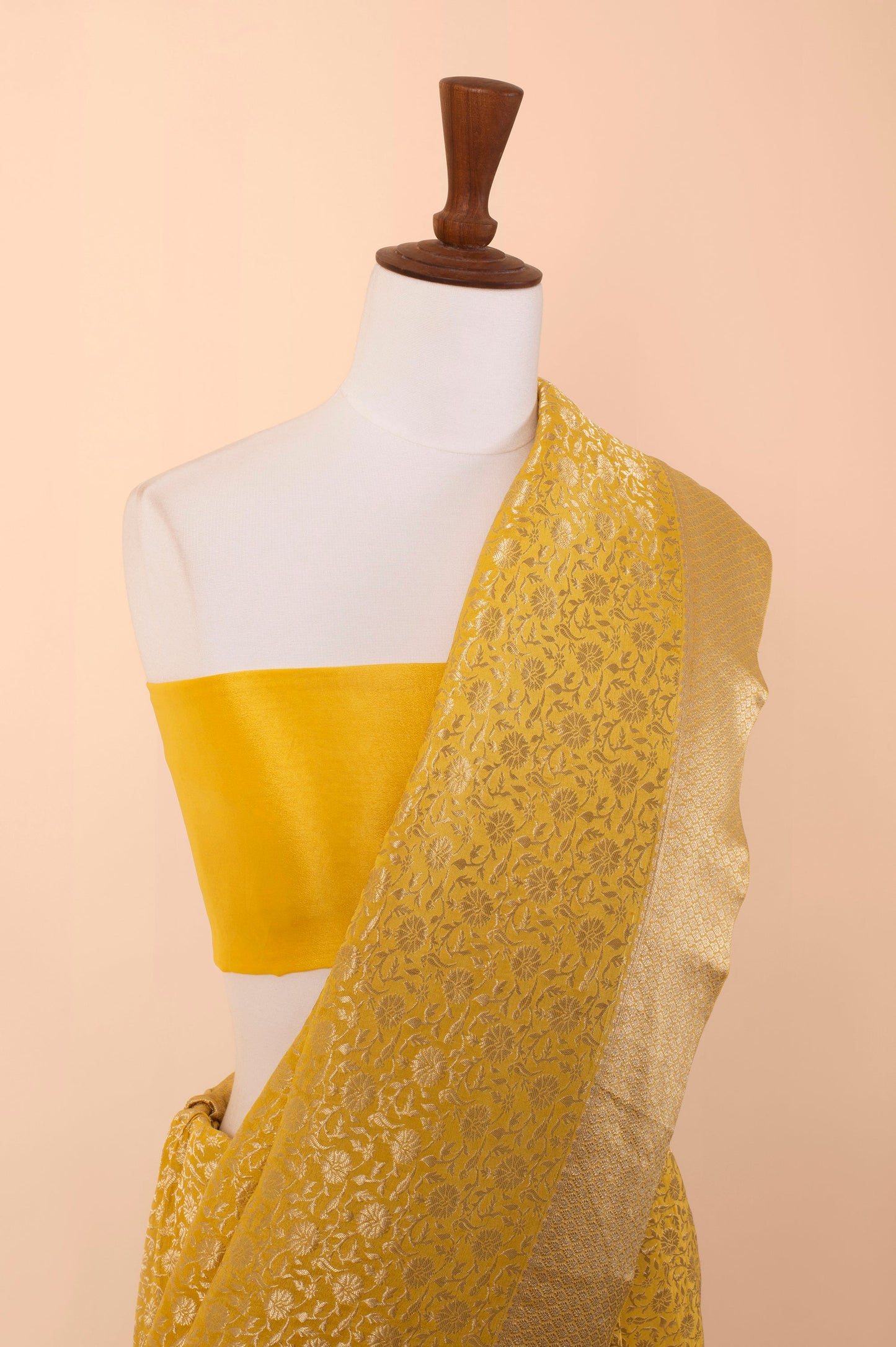 Handwoven Yellow Georgette Sari