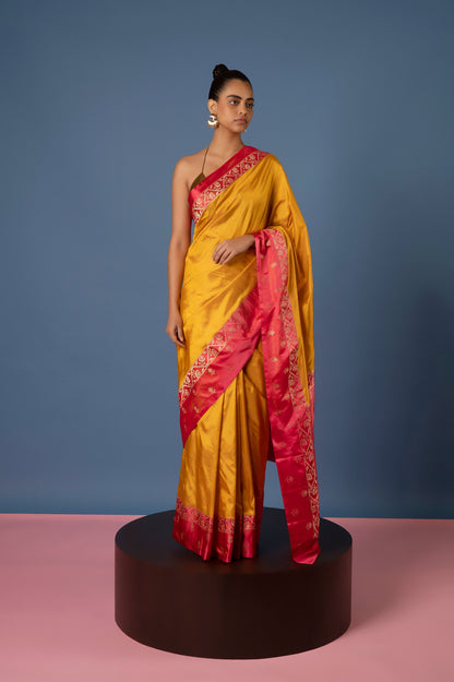 Handwoven Mustard Silk Sari