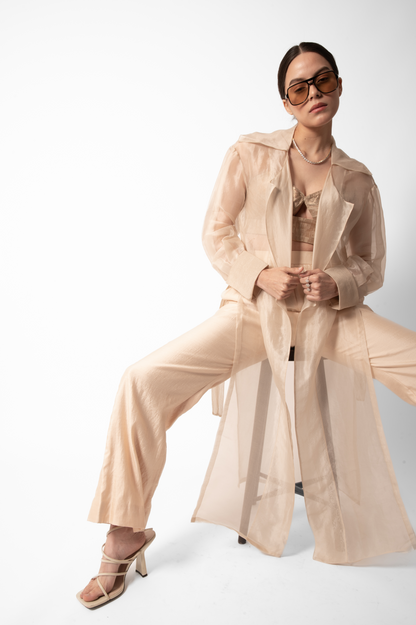 Ivoire Corset Pants With Organza Trench
