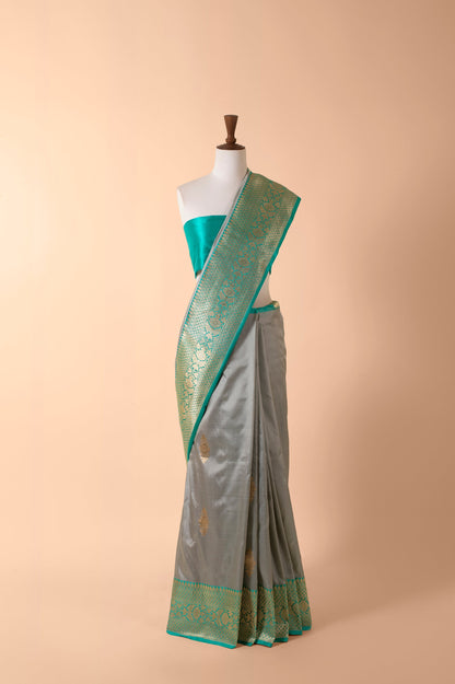 Handwoven Grey and Teal Sari Gift Box