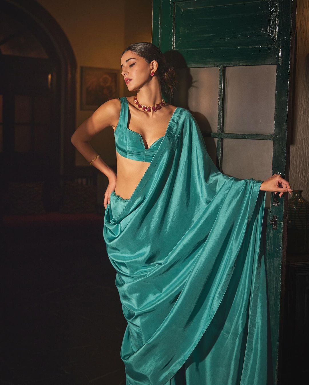 Modest Wear Teal Blue Art Silk Wedding Wear Saree|SARV113927