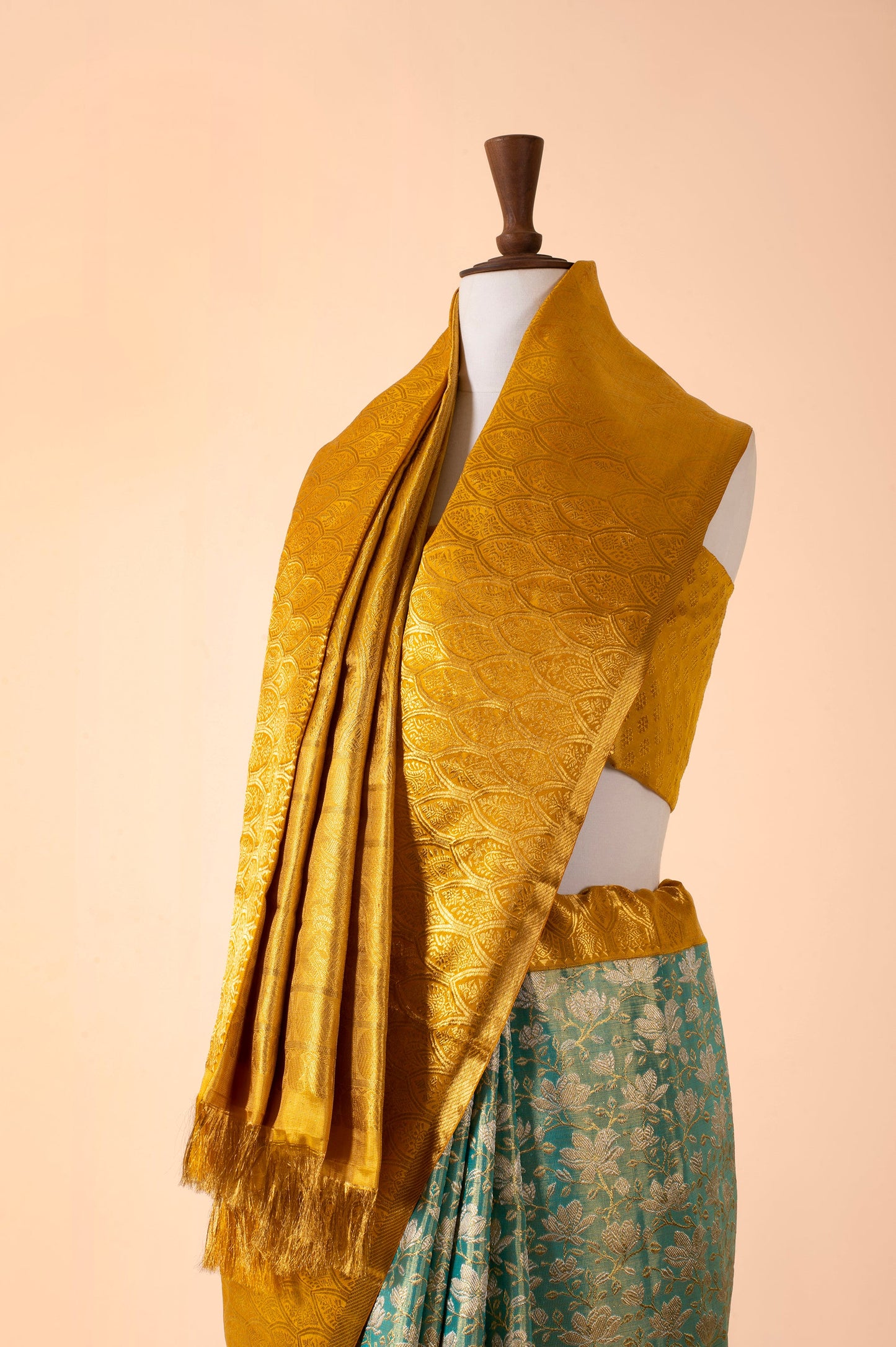 Handwoven Blue Real Zari Kanjivaram Tissue Silk Sari