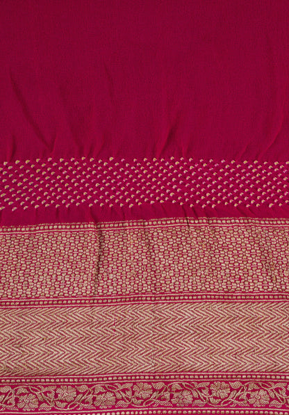 Handwoven Pink Bandhani Sari