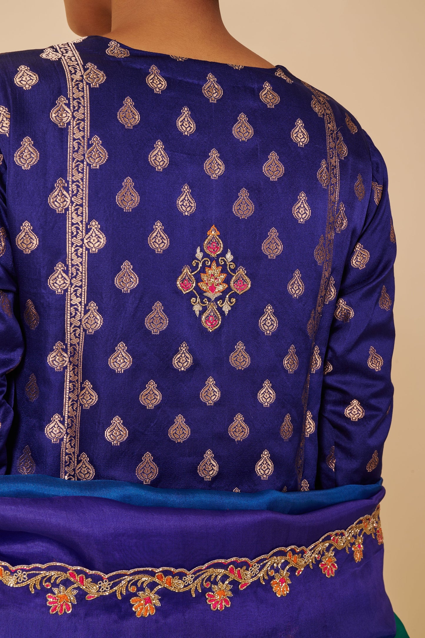 Handwoven Blue Silk Suit