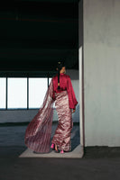 Boysenberry Striped Saree