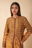 Handwoven Mustard Digital Printed Silk Kurta