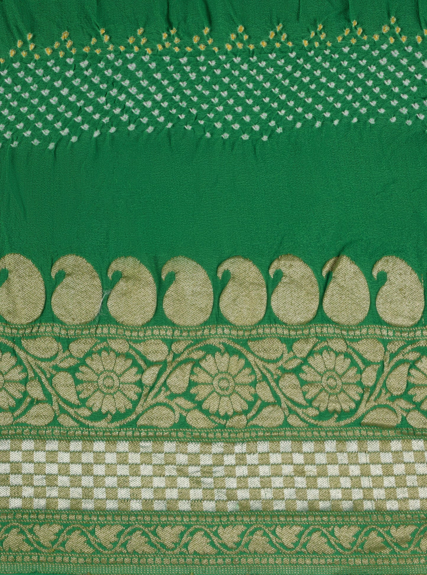 Handwoven Green Bandhani Sari