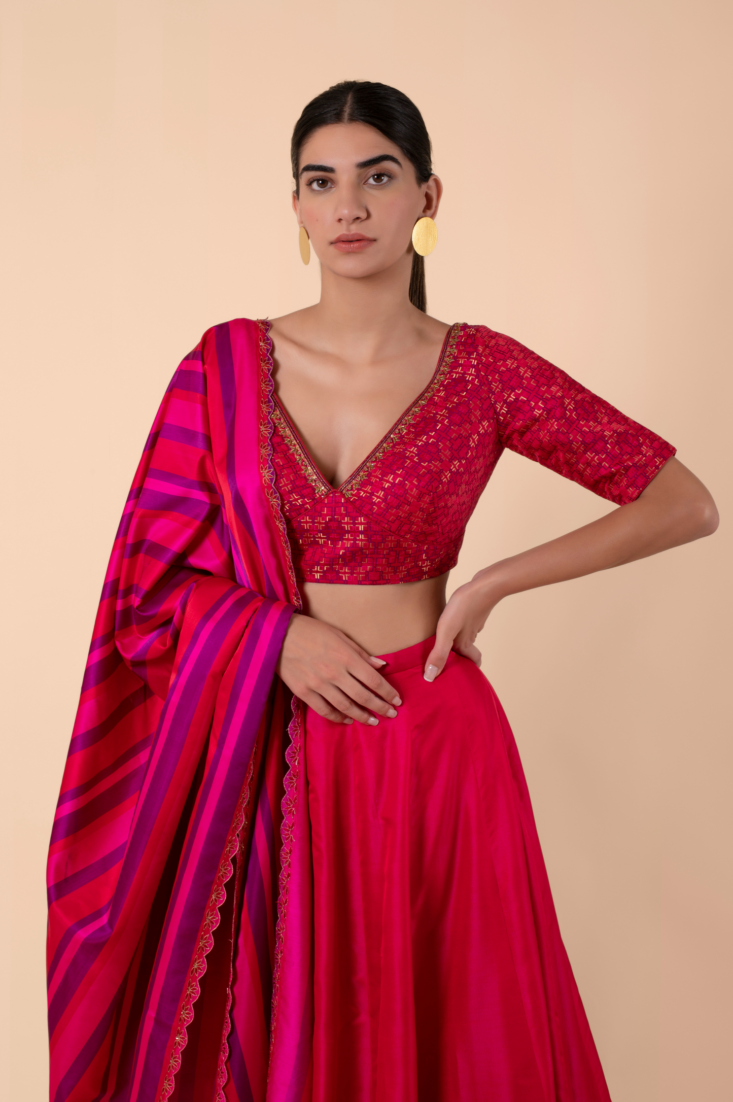 Handwoven Pink Silk Lehenga