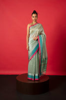 Handwoven Blue Organza Saree