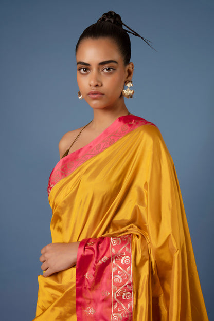 Handwoven Mustard Silk Sari