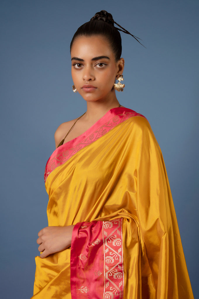 Handwoven Mustard Silk Sari