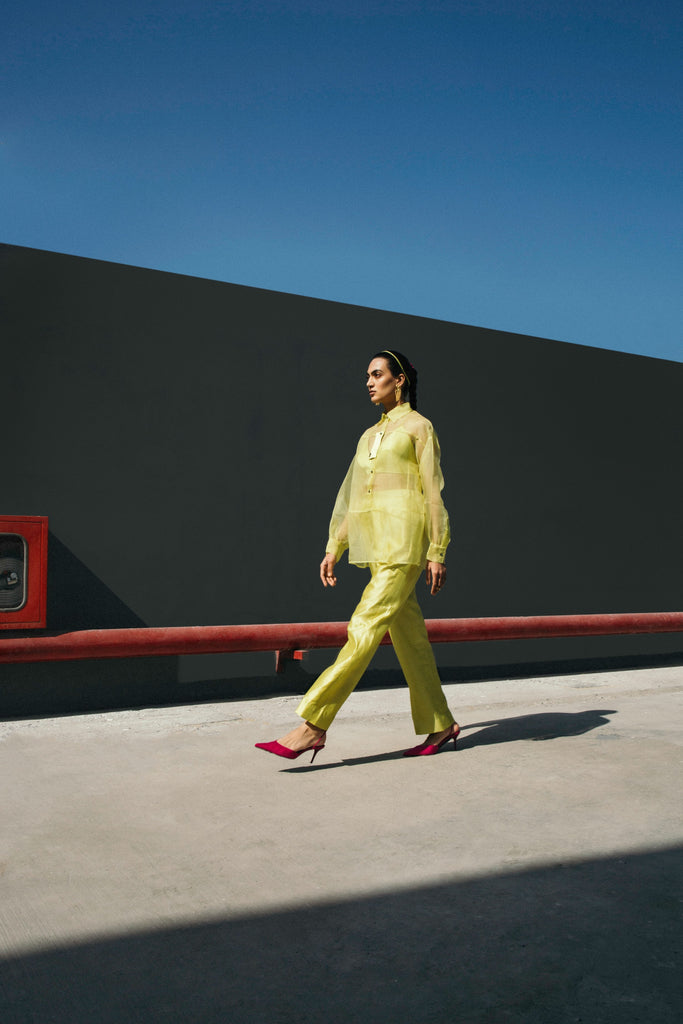 Citrus Lime Organza Co-Ord Set