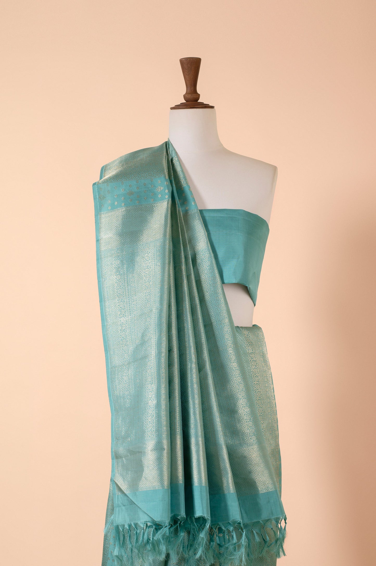 Handwoven Blue Kanjivaram Silk Sari