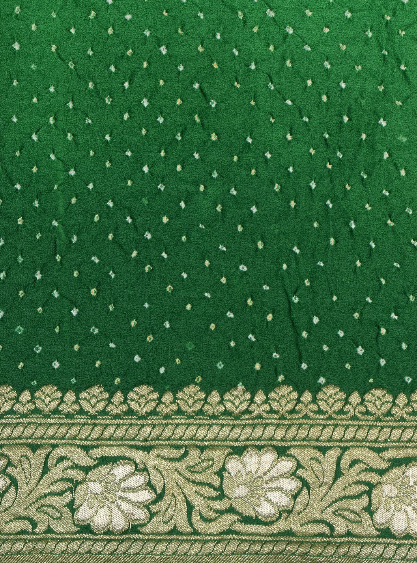 Handwoven Green Bandhani Sari