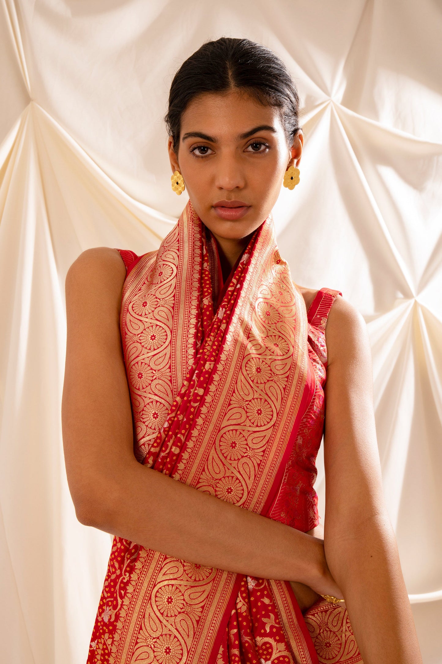 Handwoven Red Silk Sari