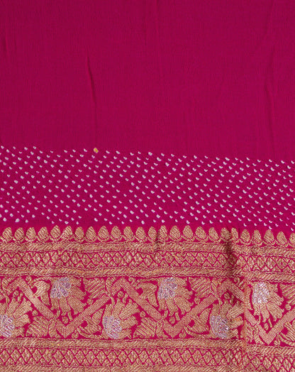 Handwoven Pink Bandhani Sari