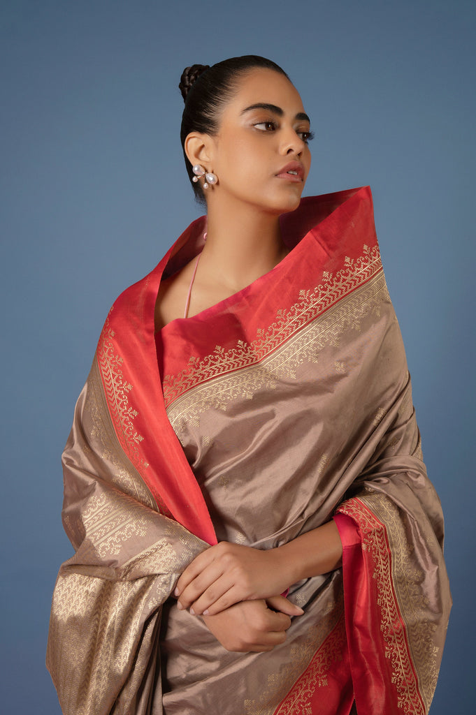 Handwoven Mauve Silk Saree