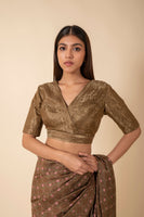 Handwoven Olive Green Digital Printed Tissue Sari