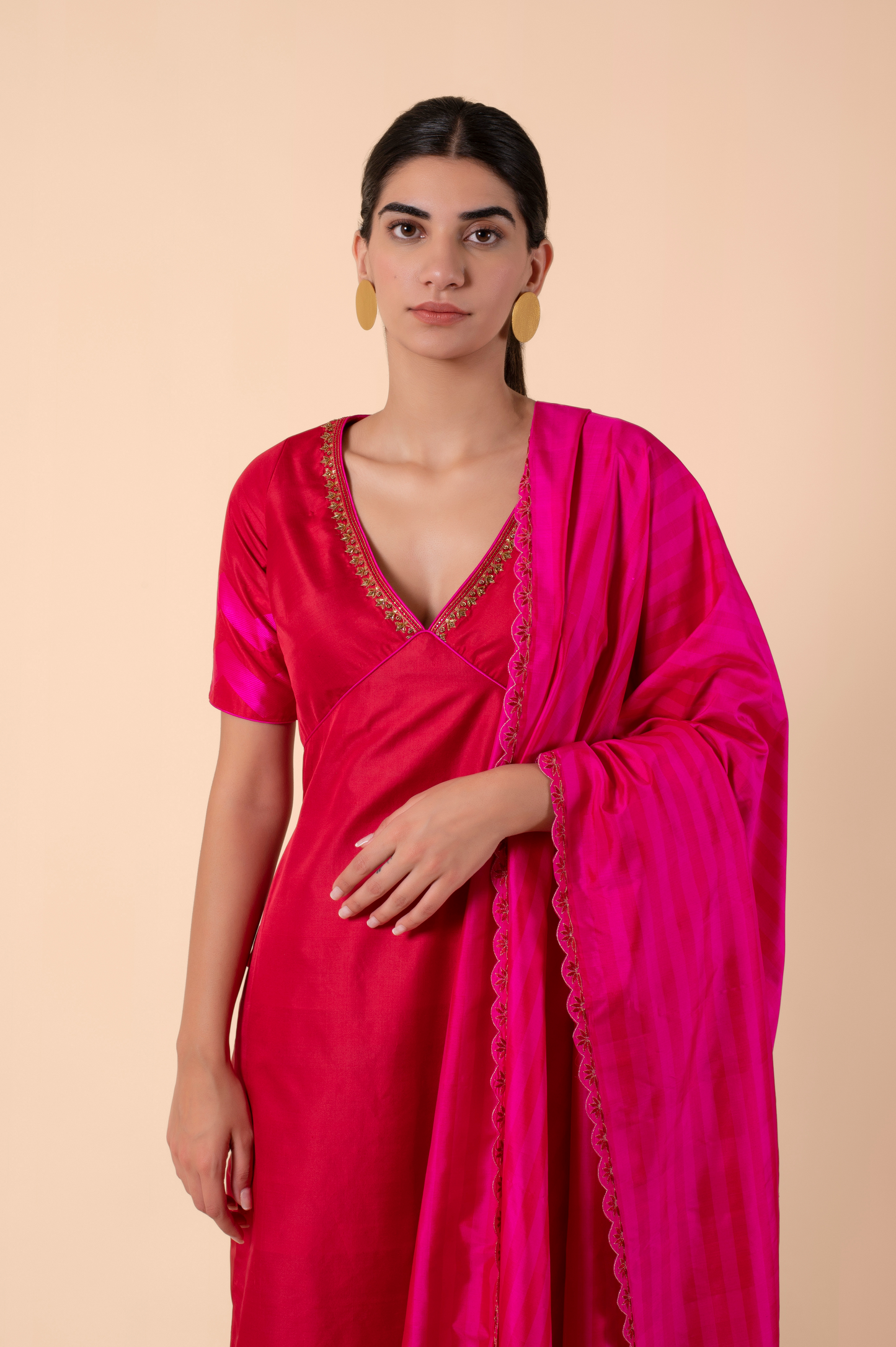 Handwoven Pink Silk Kurta and pants