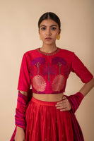 Handwoven Pink Silk Lehenga