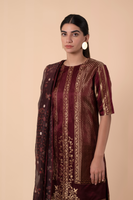 Handwoven Maroon Silk Suit