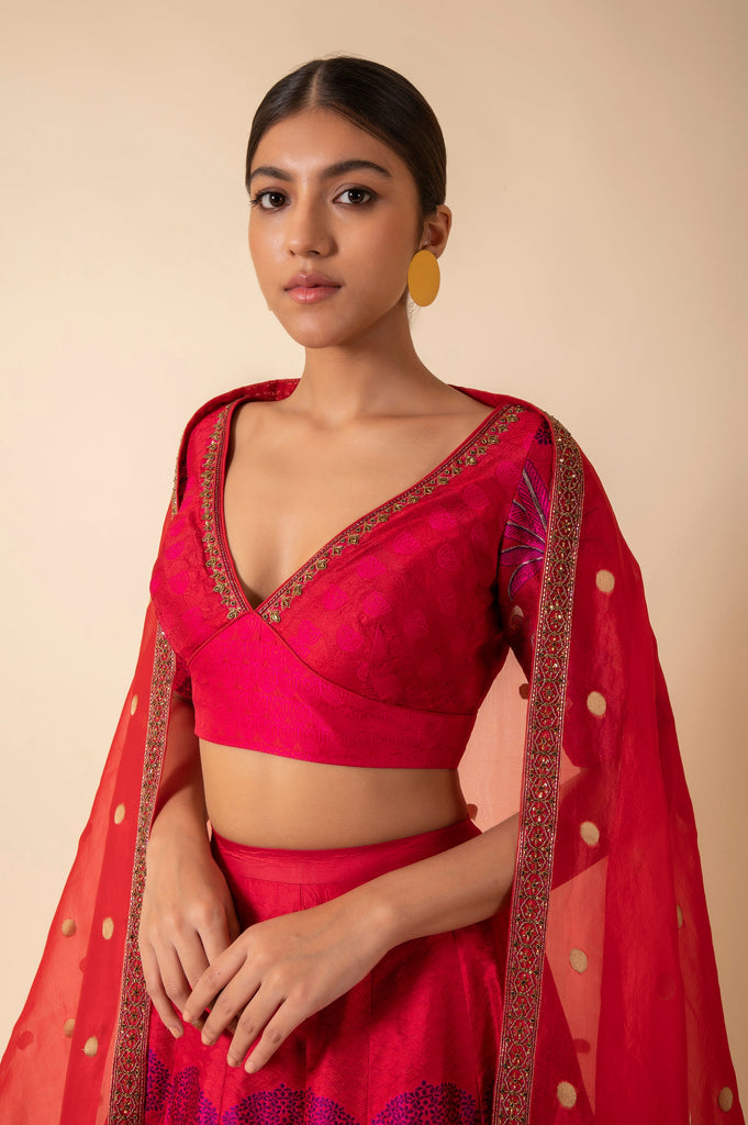 Handwoven Pink Silk Lehenga