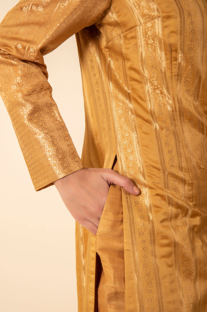Handwoven Mustard Silk Kurta