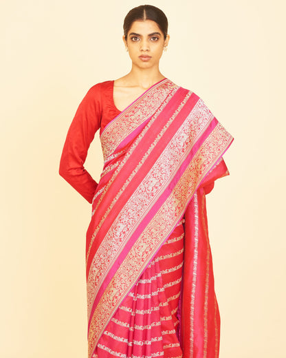 Handwoven Pink Silk Saree