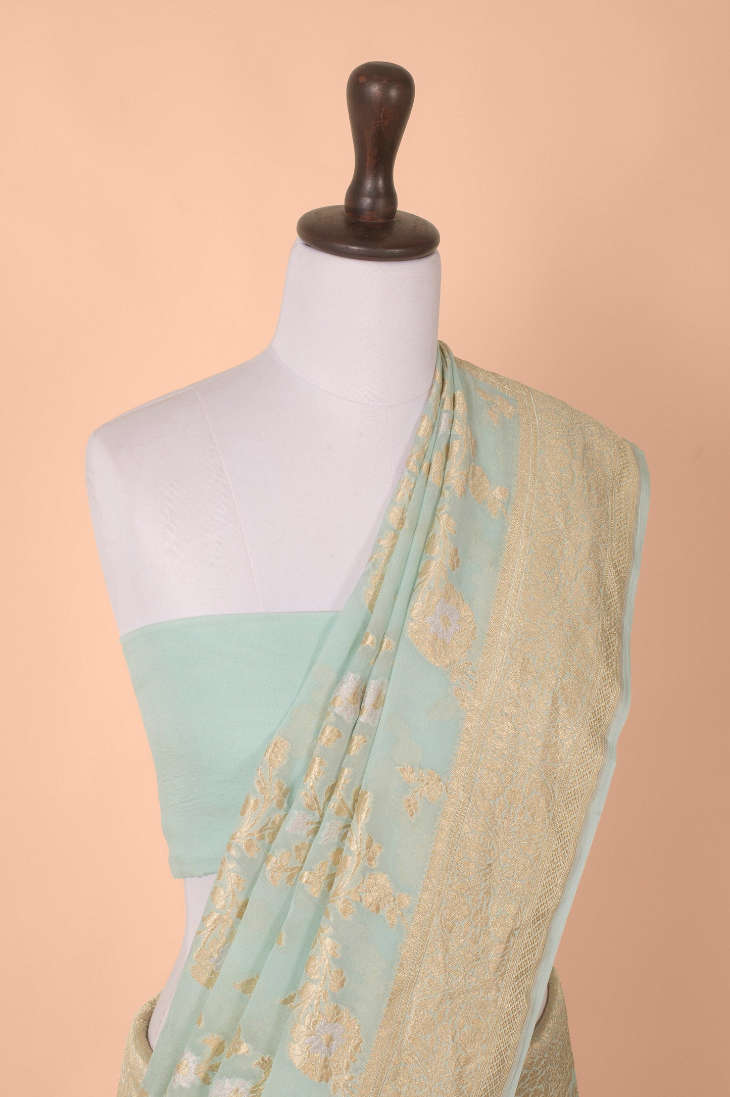 Handwoven Blue Georgette Sari