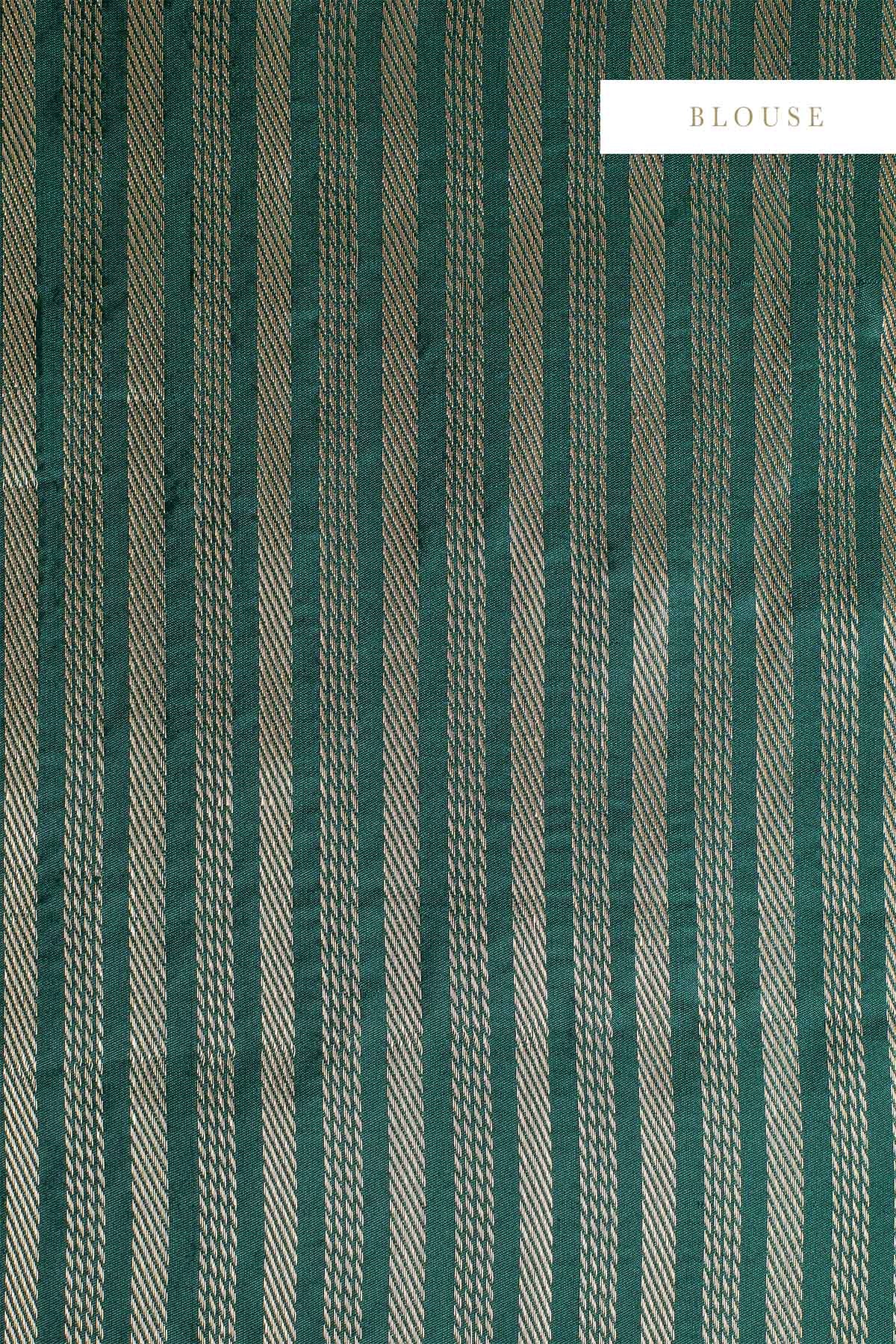 Handwoven Bottle Green Silk Saree