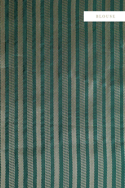 Handwoven Bottle Green Silk Saree