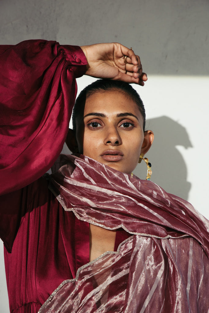 Boysenberry Striped Saree