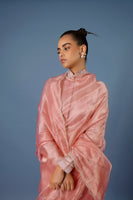 Handwoven Peach Tissue Silk Saree