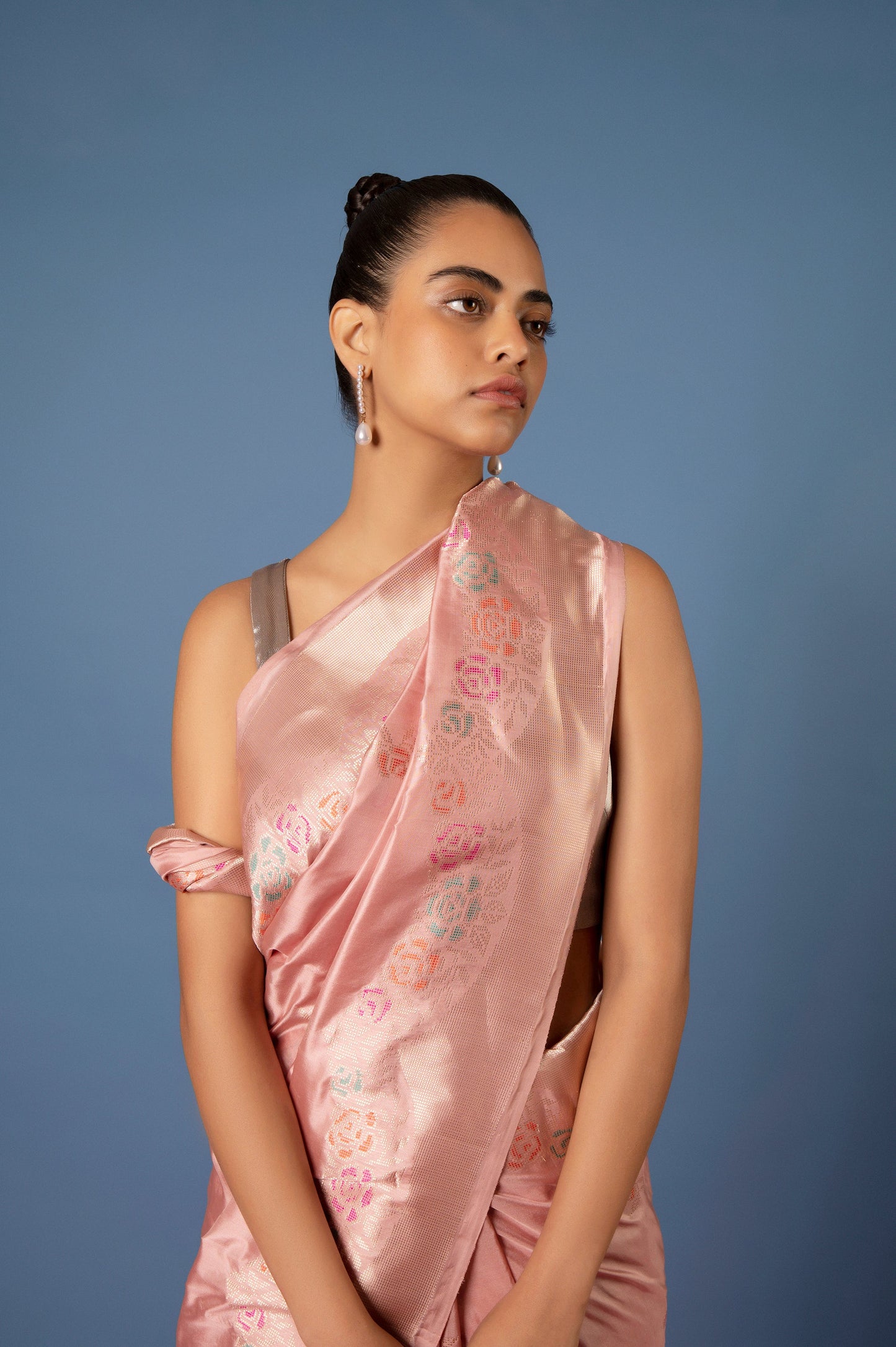 Handwoven Peach Silk Saree