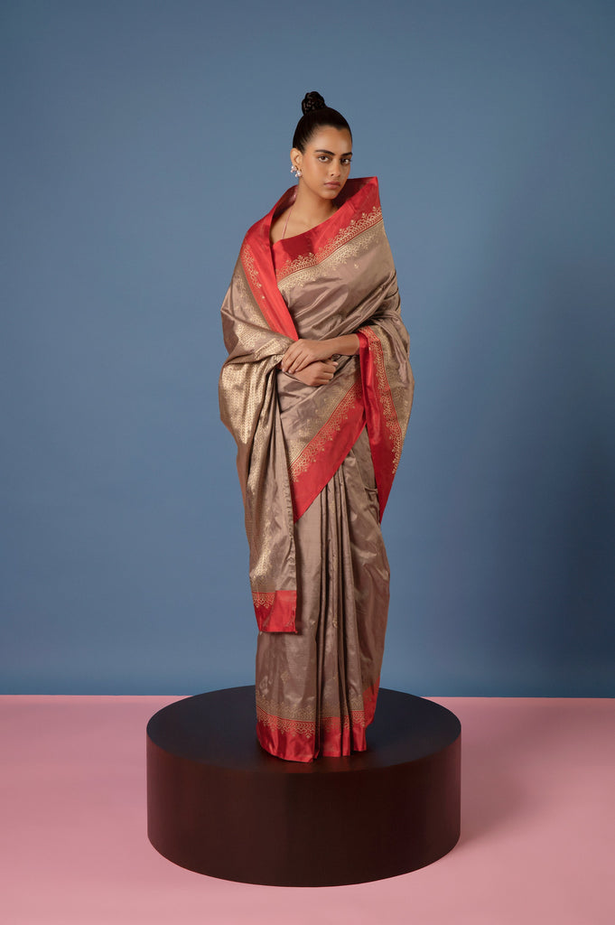 Handwoven Mauve Silk Saree