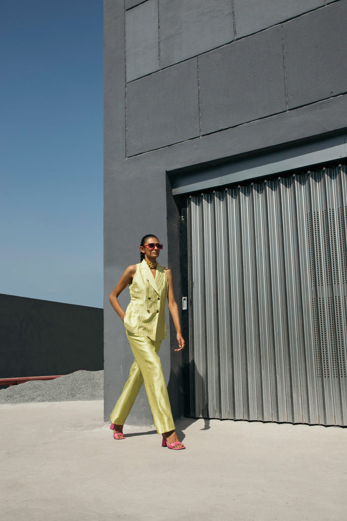 Electric Lime Double Breasted Set