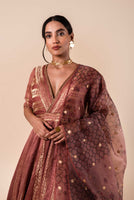Handwoven Pink Silk Anarkali and Churidar