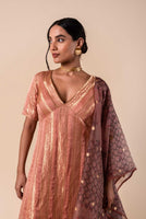 Handwoven Pink Silk Kurta and Palazzo Set