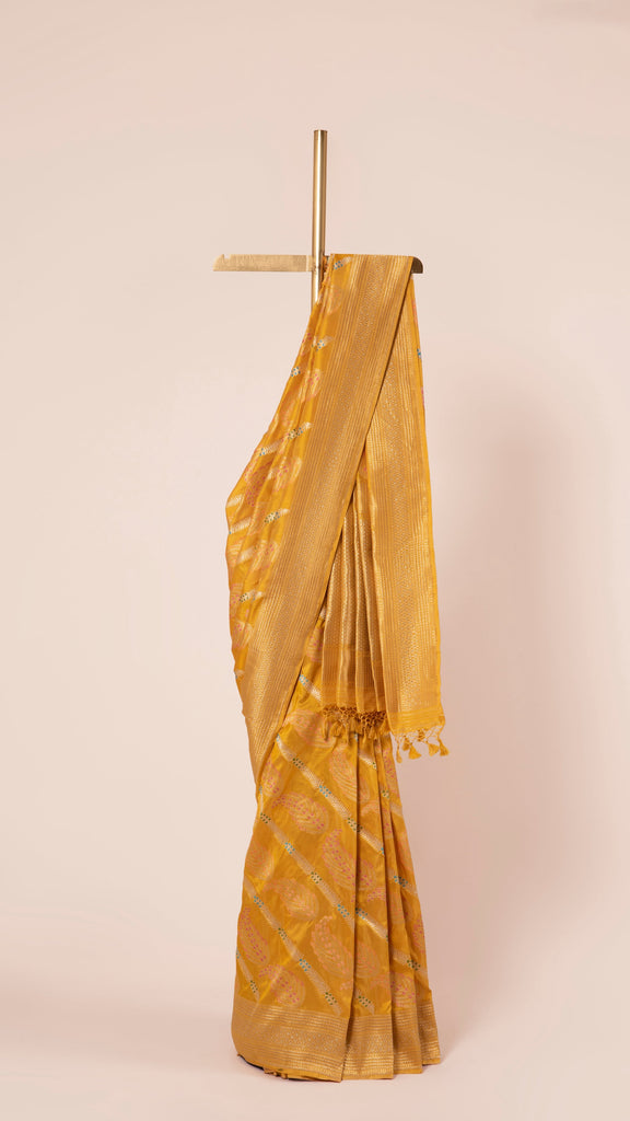 Handwoven Yellow Silk Sari