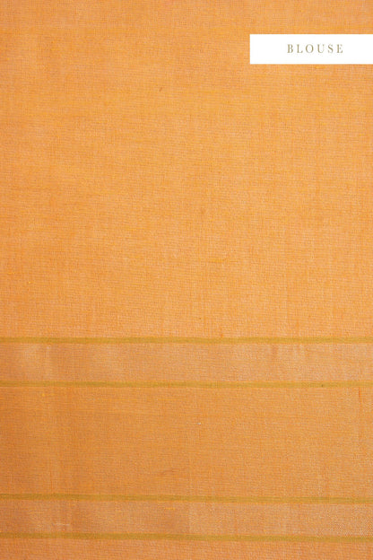 Handwoven Tangerine Real Zari Cotton Sari