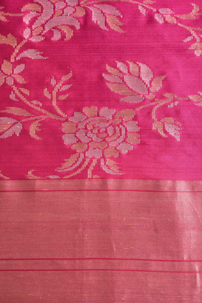 Yami Gautam in Handwoven Deep Pink Real Zari Silk Sari