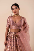 Handwoven Pink Silk Lehenga