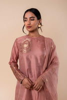 Handwoven Pink Silk Kurta and Pants