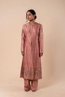Handwoven Pink Silk Kurta with Pants
